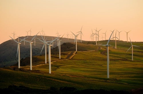 Clean energy wind farm can be used for business energy procurement benefits.