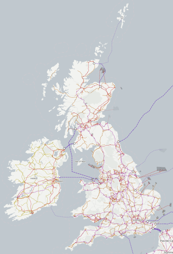 Map of UK's electricity supply network